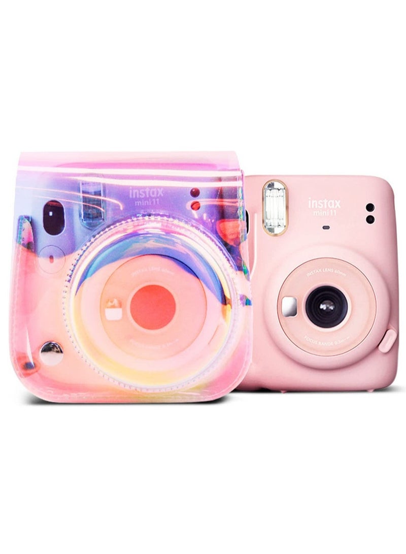 Stylish Instant Camera Case for Instax Mini 11 9 8 Adjustable Shoulder Strap PU Leather Transparent Illusion Color - Image 3
