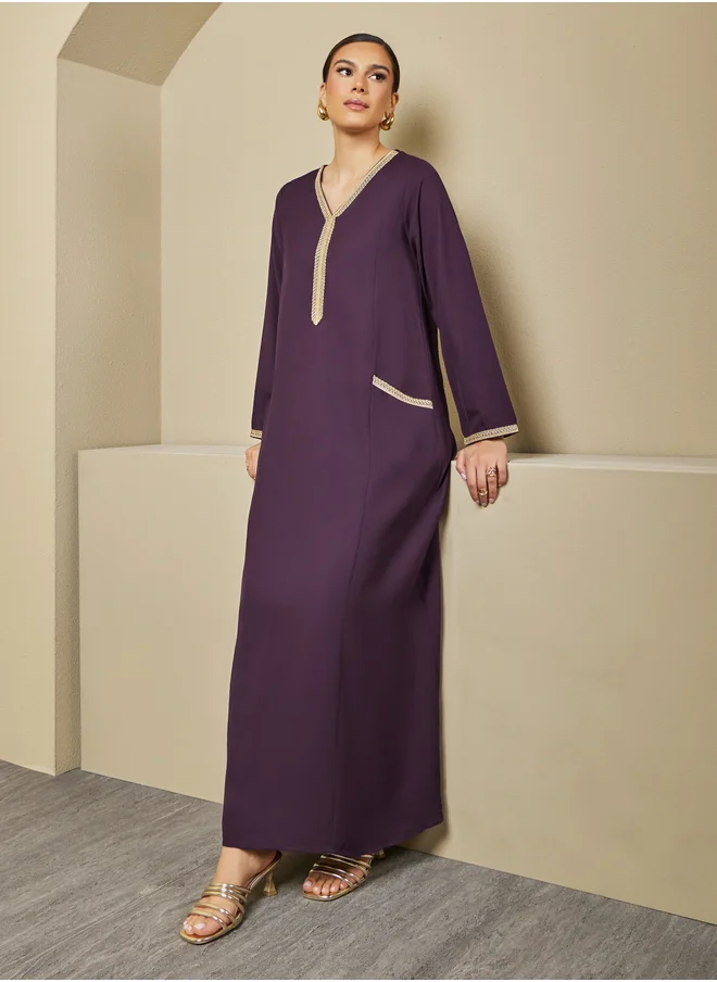 ستايلي Lace Insert Detail A-Line Jalabiya