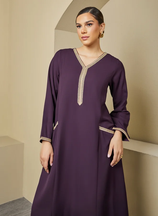 Styli Lace Insert Detail A-Line Jalabiya