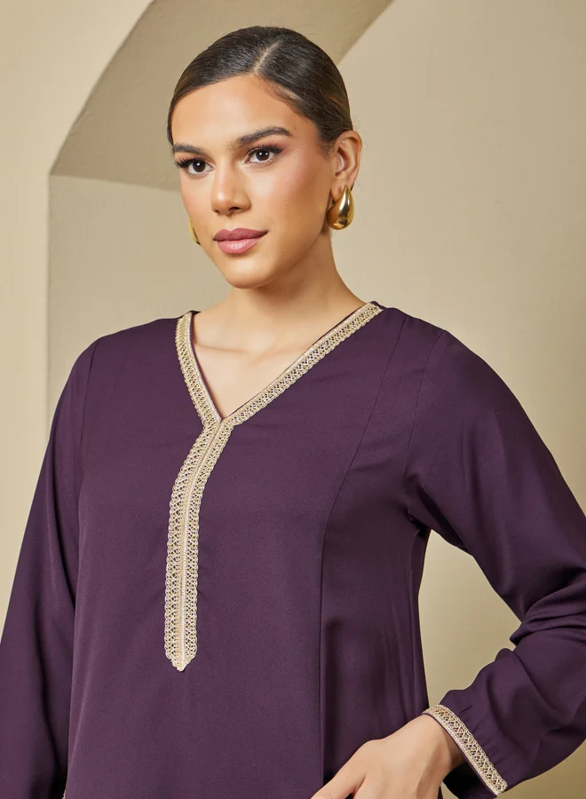 Styli Lace Insert Detail A-Line Jalabiya