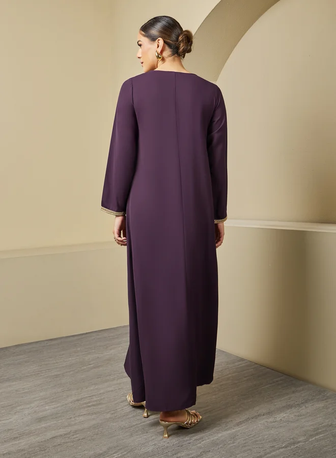 Styli Lace Insert Detail A-Line Jalabiya