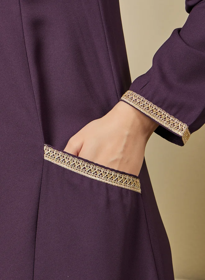 Styli Lace Insert Detail A-Line Jalabiya