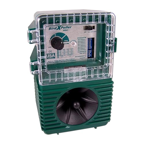 Bird-X Woodpecker PRO Electronic Bird Preventer, Sonic Decoy Device, Perfect for Woodpeckers and Sparrows, Covers up to 1 Acre, 3-5 kHz Frequency, 6" x 8.5" x 4" - Image 1