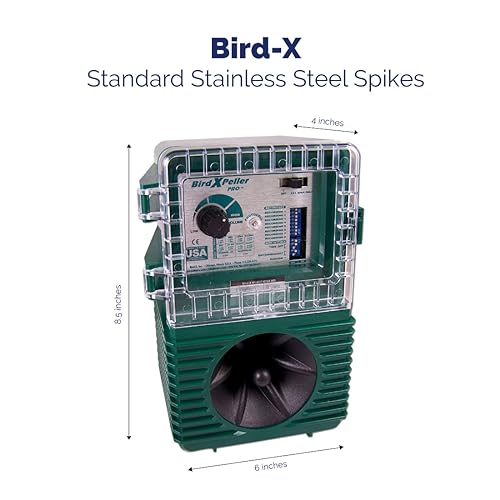 Bird-X Woodpecker PRO Electronic Bird Preventer, Sonic Decoy Device, Perfect for Woodpeckers and Sparrows, Covers up to 1 Acre, 3-5 kHz Frequency, 6" x 8.5" x 4" - Image 2