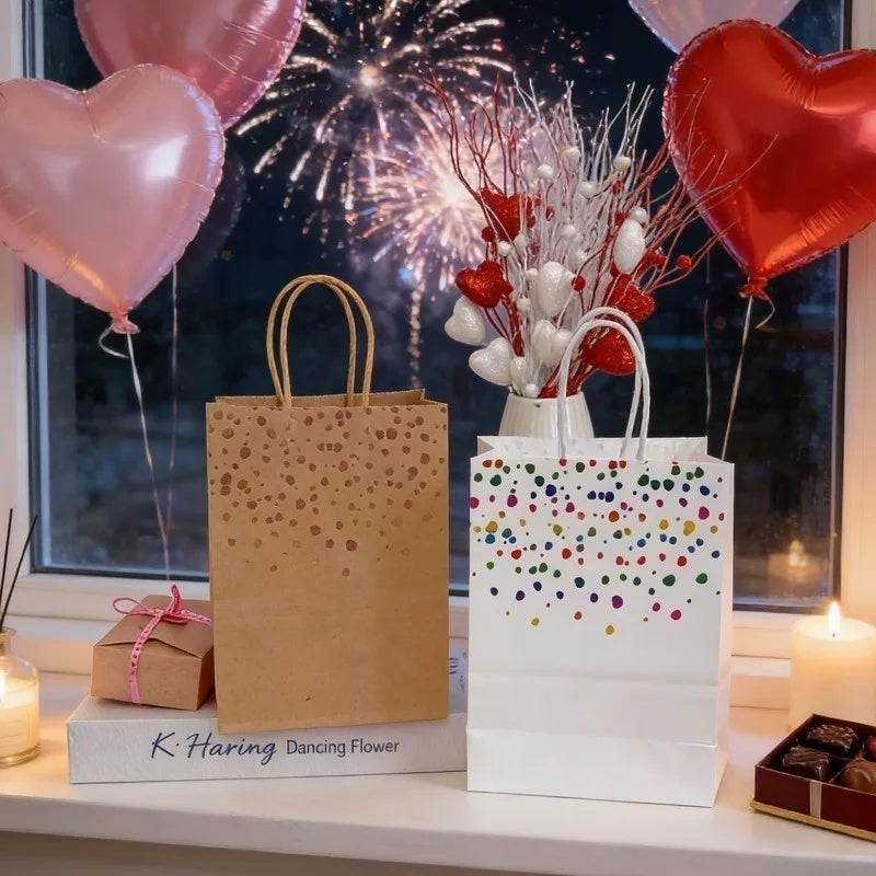 Valentine's Day Gift Packaging Bag Hot Stamping Heart-shaped Kraft Paper Handbag Birthday Wedding Christmas Decor Party Supplies - Image 5