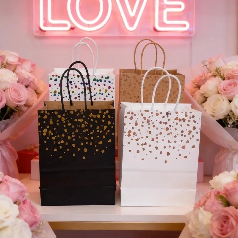 Valentine's Day Gift Packaging Bag Hot Stamping Heart-shaped Kraft Paper Handbag Birthday Wedding Christmas Decor Party Supplies - Image 4