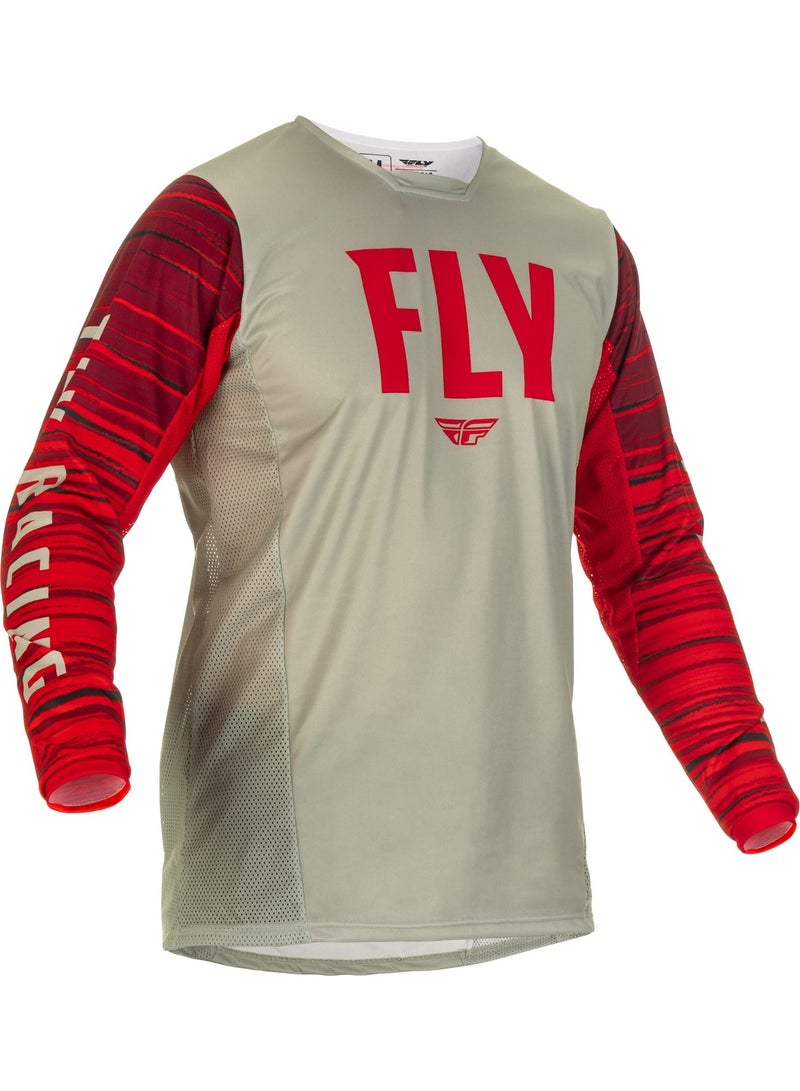 FLY Light Gray & Red Colorblock Stripe Breathable Mesh Riding Jersey size L