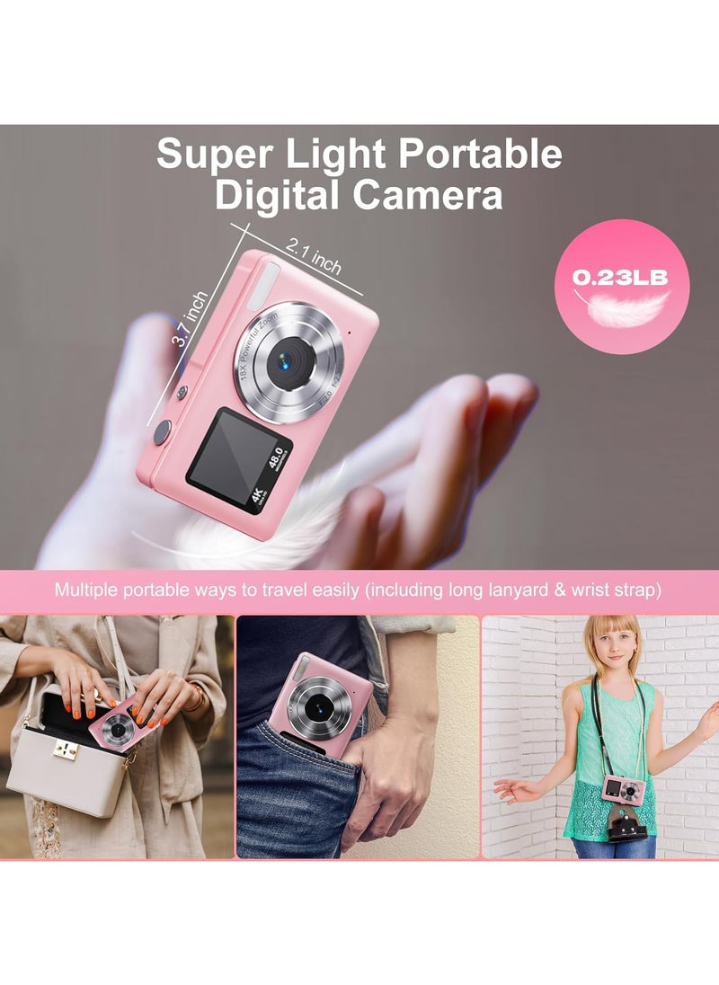 Generic Digital Camera Dual Screen Kids Camera 4K 48MP with Autofocus & 16X Zoom, Internal Battery, 64GB SD Card Included | Portable Selfie Camera for Teens Children, Starter Vlogging Cameras  - Image 2