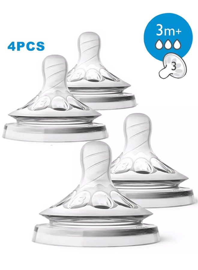 bbet Pack Of 4 Natural Feeding Bottle Nipple 3 Months+,Compitable with Avent's bottle - Image 1