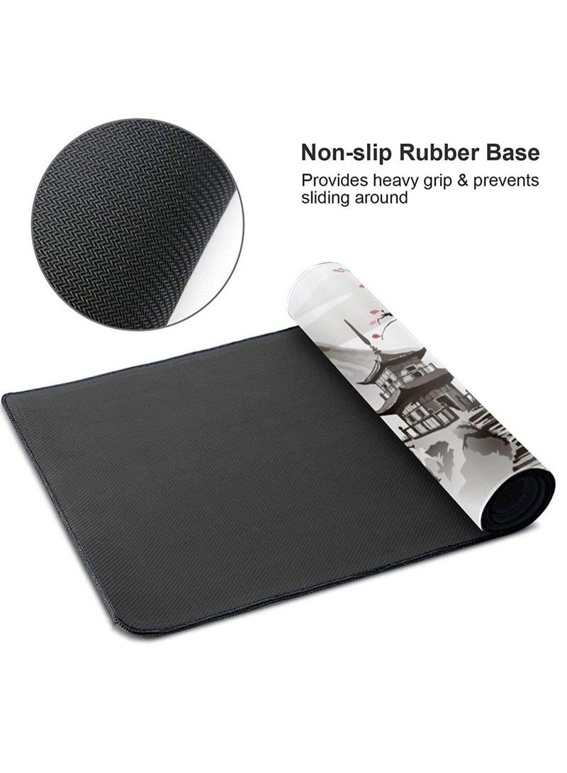 Mousepad Custom New Computer Desktop Office Mat Laptop Soft Natural Rubber Mouse Pads Japanese Temple and Cherry Blossom (Size 70CM x 30CM x 2MM) - Image 4