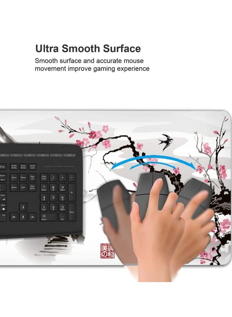Mousepad Custom New Computer Desktop Office Mat Laptop Soft Natural Rubber Mouse Pads Japanese Temple and Cherry Blossom (Size 70CM x 30CM x 2MM) - Image 5