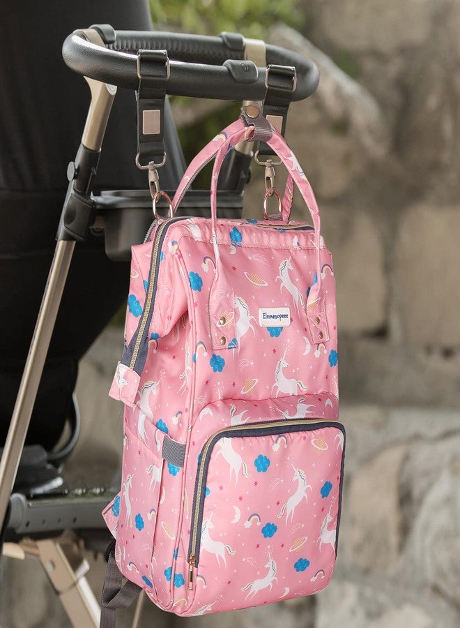 ELEMENOPEEE Premium Baby Diaper Bag for Mothers | Spacious Waterproof Backpack with Multiple Pockets for Easy Organization | Stylish and Durable (Unicorn Pink) - Image 4