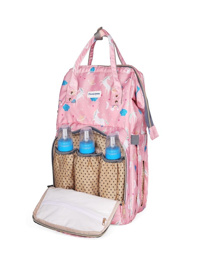 ELEMENOPEEE Premium Baby Diaper Bag for Mothers | Spacious Waterproof Backpack with Multiple Pockets for Easy Organization | Stylish and Durable (Unicorn Pink) - Image 5