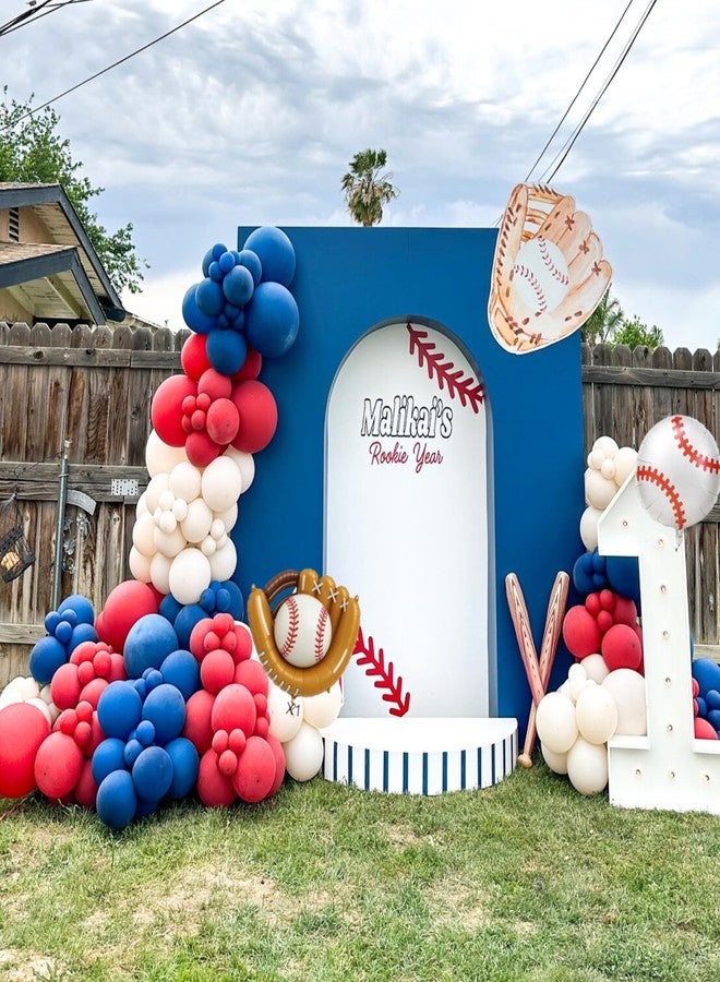 Vibzox Baseball Birthday Decorations for Boys,Navy Blue Red Nude Confetti Balloons Party Decorations Banner Baseball Glove Foil Balloons Cake Topper Sport Party Supplies for Kids - Image 5