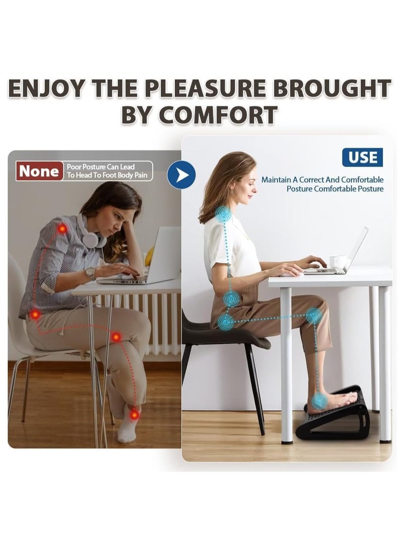 يزما العالمية مسند قدم قابل للتعديل بتصميم مريح مع 6 أوضاع ارتفاع، نسيج تدليك وبكرات، تصميم مضاد للانزلاق للاستخدام في المنزل، المكتب، والمدرسة - اللون الأسود - Image 4