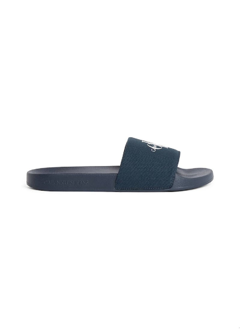 Calvin Klein Jeans Men's Monogram Slides - Cotton, Navy Blue  - Image 1
