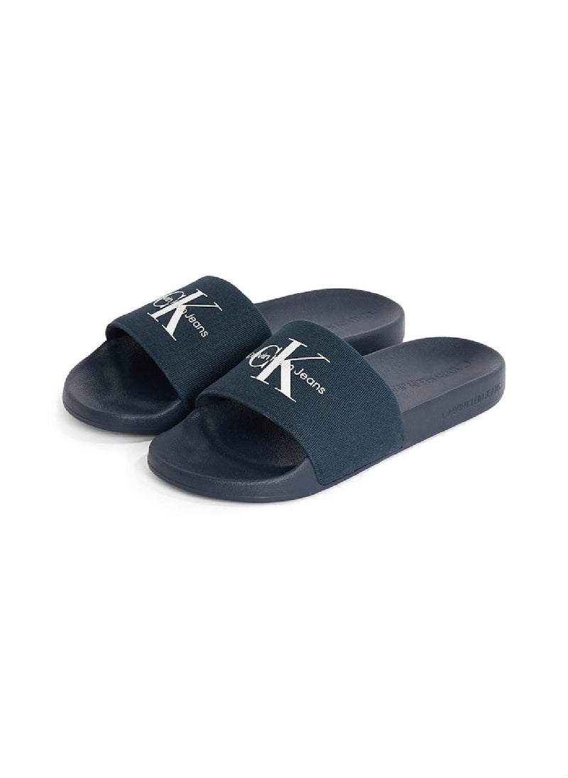 Calvin Klein Jeans Men's Monogram Slides - Cotton, Navy Blue  - Image 2