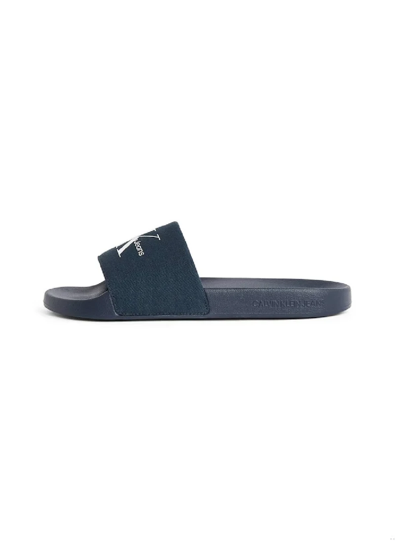 Calvin Klein Jeans Men's Monogram Slides - Cotton, Blue