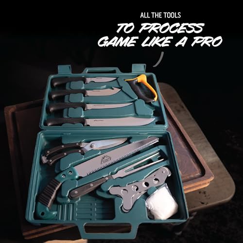 Outdoor Edge Game Processor, PR-1, Complete 12-Piece Hunting Knife Kit for Processing Big Game, Full Tang 420J2 Stainless Razor Sharp Blades, TPR Non-Slip Handles, Sturdy Hide-Side Storage Case - Image 3