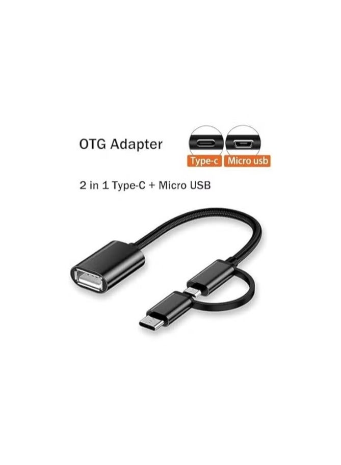 2-in-1 OTG Adapter Cable, Type-C and Micro USB to USB Female, Compatible with Phone/Tablet/Computer - Image 1