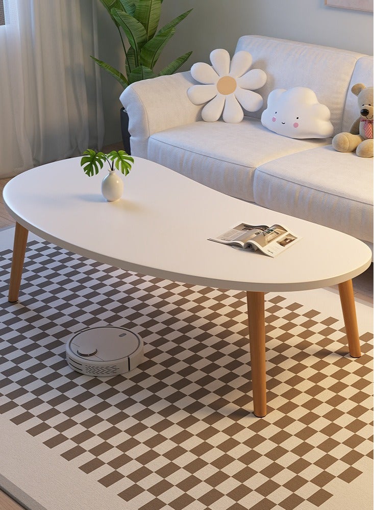 Hihonor Irregular Shape Table Living Room Small Apartment Home Unique Retro Modern Wooden Coffee Table for Living Room, Office, Lounge White  - Image 1