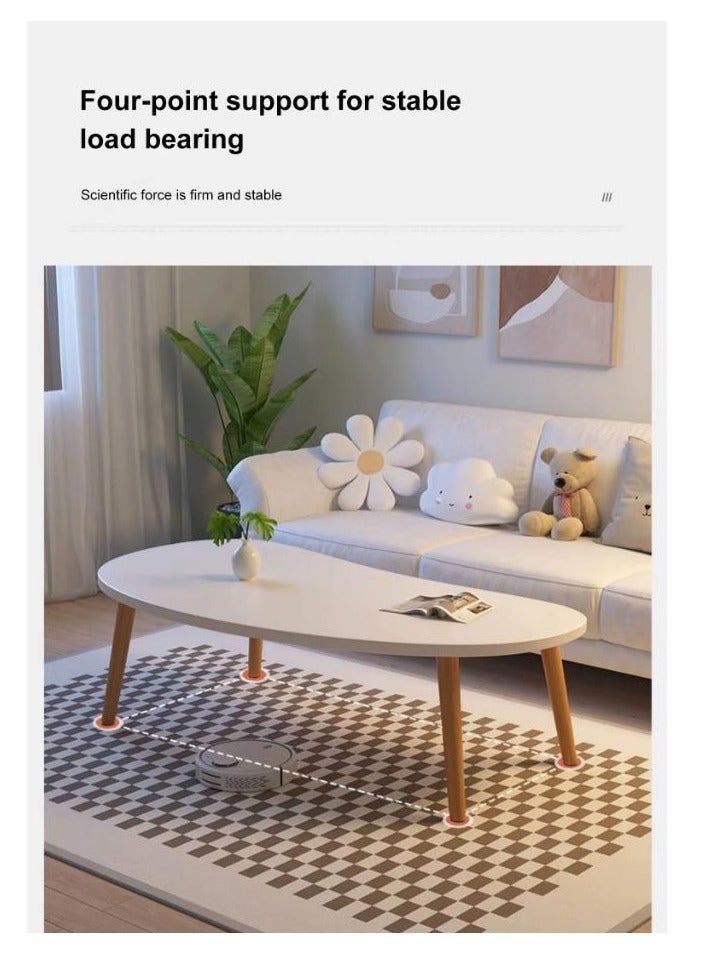 Hihonor Irregular Shape Table Living Room Small Apartment Home Unique Retro Modern Wooden Coffee Table for Living Room, Office, Lounge White  - Image 4
