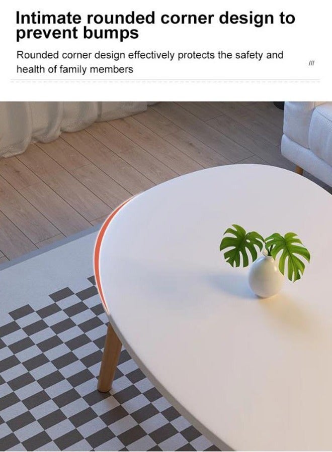 Hihonor Irregular Shape Table Living Room Small Apartment Home Unique Retro Modern Wooden Coffee Table for Living Room, Office, Lounge White  - Image 3