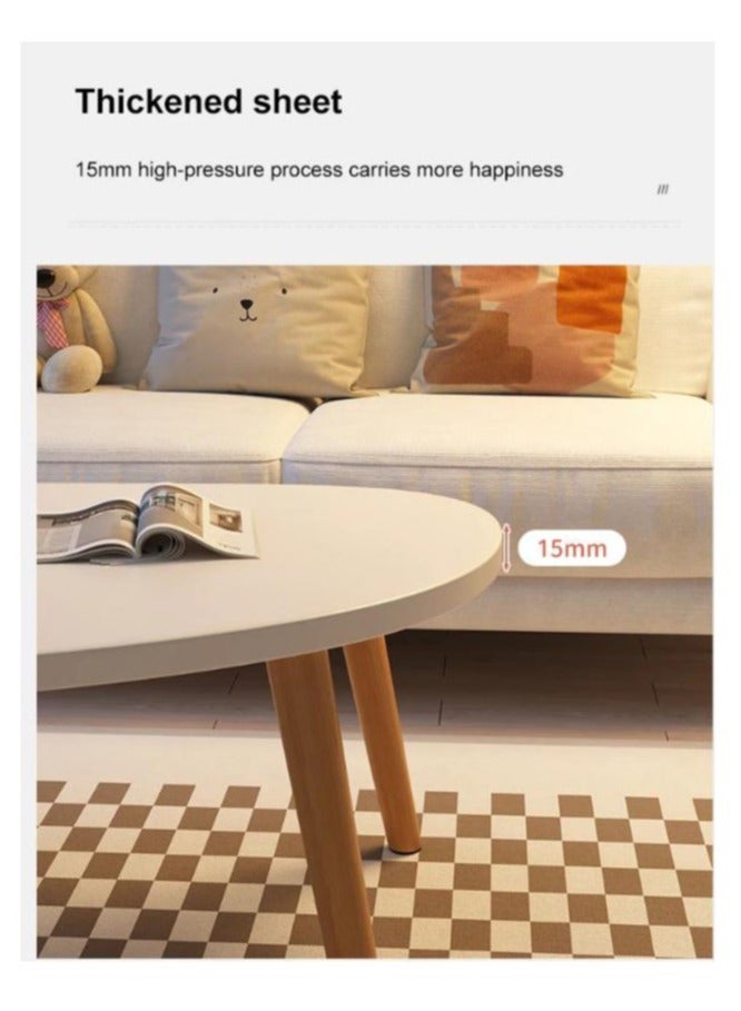 Hihonor Irregular Shape Table Living Room Small Apartment Home Unique Retro Modern Wooden Coffee Table for Living Room, Office, Lounge White  - Image 5