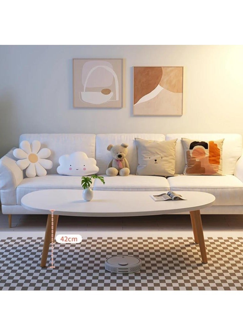 Hihonor Irregular Shape Table Living Room Small Apartment Home Unique Retro Modern Wooden Coffee Table for Living Room, Office, Lounge White  - Image 2