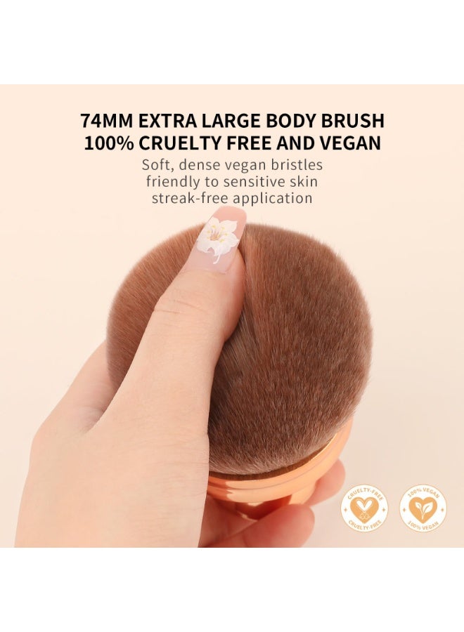 دوكولر فرشاة جسم عريضة ٣ إنش - مقبض وردي ذهبي للتانر وأساس الجسم - Image 3