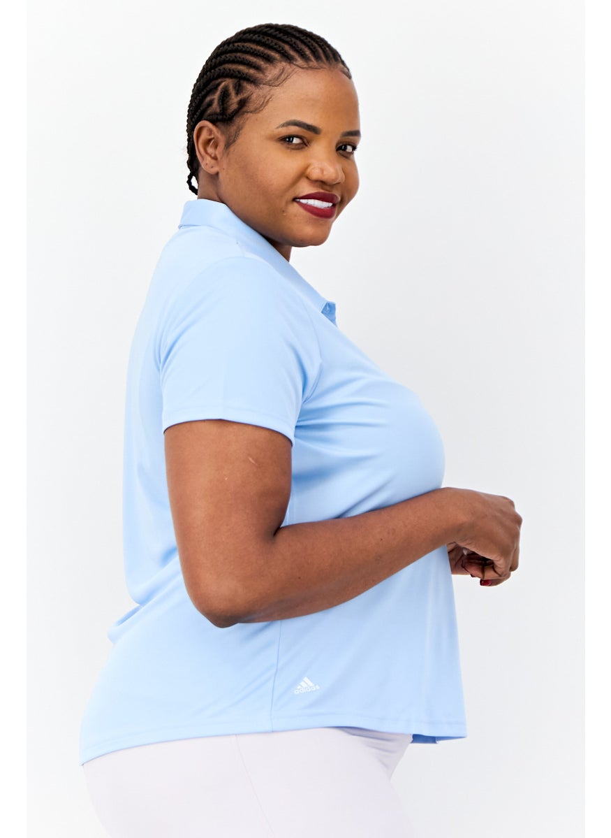 Adidas Women Sportswear Fit Shorts Sleeves Golf Polo Shirt, Light Blue  - Image 2