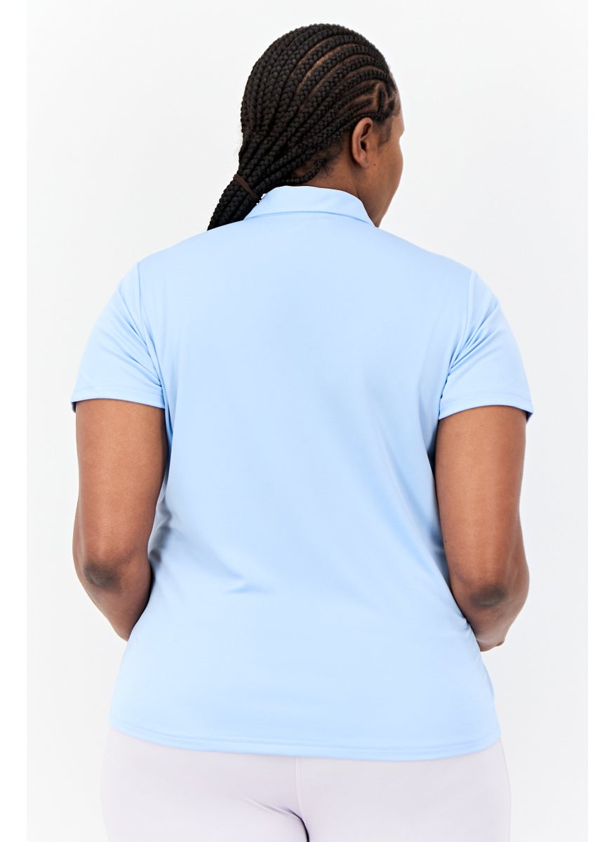 Adidas Women Sportswear Fit Shorts Sleeves Golf Polo Shirt, Light Blue  - Image 3