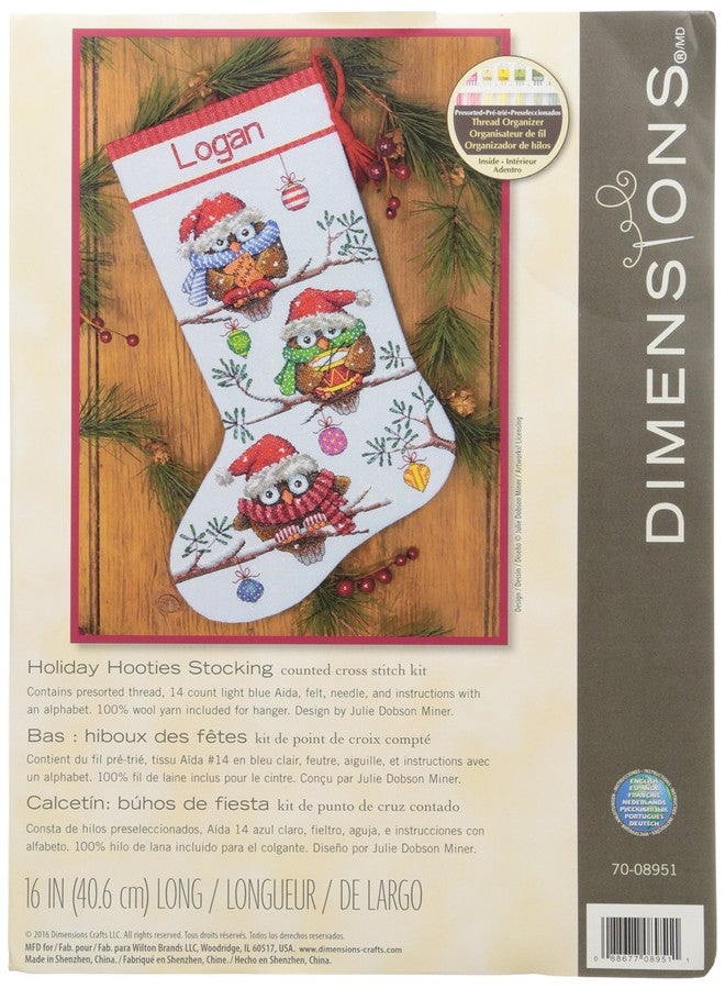 Dimensions Needlecrafts 70-08951 Holiday Hooties Stocking Counted Cross Stitch Kit - Image 1