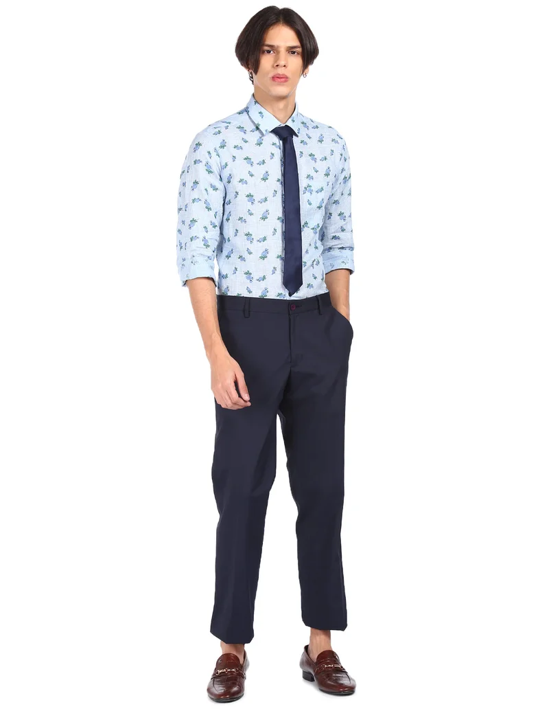 Arrow Light Blue Regular fit Floral Print Shirt for Men | Best Price UAE