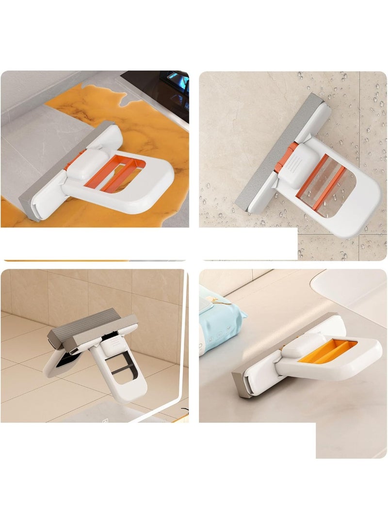 HOMESTAR Mini Foldable Desktop Squeegee Mop With Replaceable Pads , Portable Cleaning Sponge Mop, Wet Dry Use, One - Hand Squeeze Handle, Handheld Spray Cleaning Mop For Desk, Kitchen Oil, Bathroom Mirror andTile, No Hand Wash & Strong Absorption - Image 3