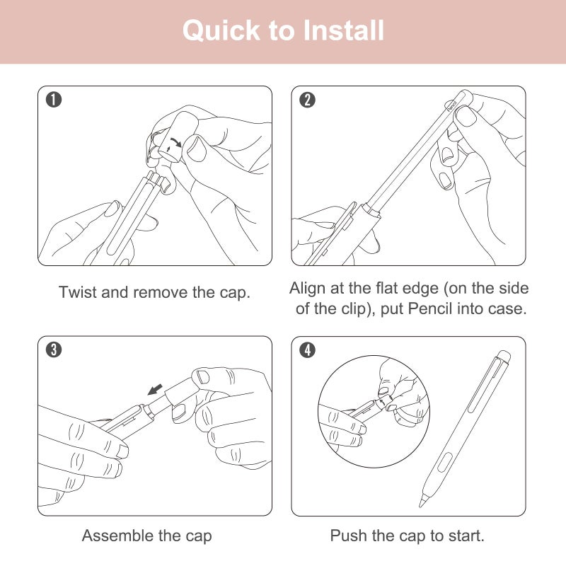 MoKo حافظة موكو الواقية متوافقة مع قلم أبل برو، قلم أبل الجيل الثاني، حافظة واقية قابلة للسحب لقلم أبل مع مشبك، غطاء قلم أبل، قاعدة نقرة مزدوجة، وردي فاتح - Image 3