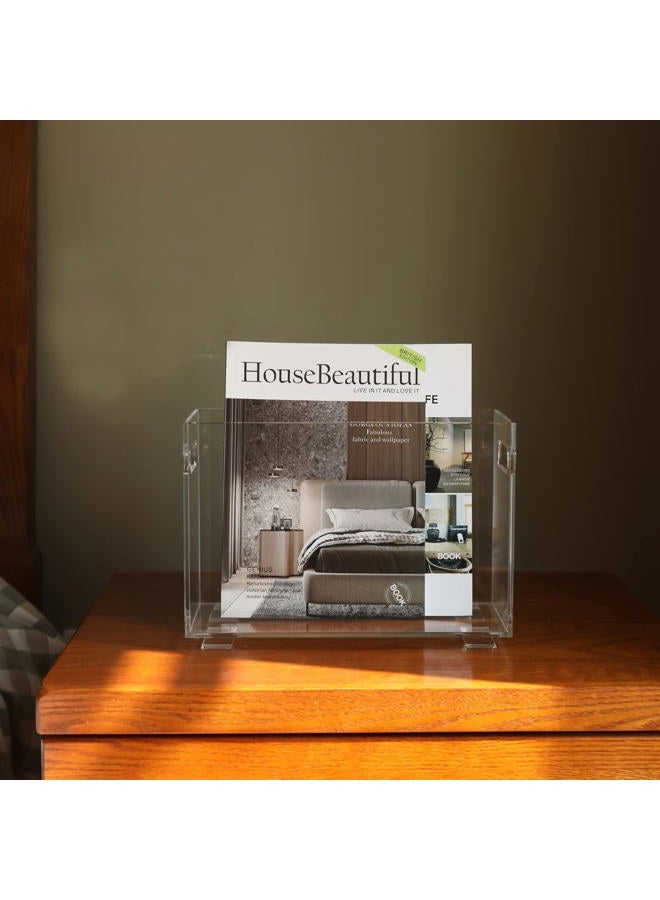 XOHYW Crystal Clear Acrylic Magazine Holder,Space Saving Magazine Rack, Book Basket, Storage Organizer Bin for Living Room, Bathroom, Home Office, Newspapers - Image 3