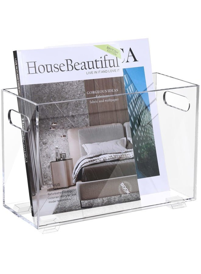 XOHYW Crystal Clear Acrylic Magazine Holder,Space Saving Magazine Rack, Book Basket, Storage Organizer Bin for Living Room, Bathroom, Home Office, Newspapers - Image 1