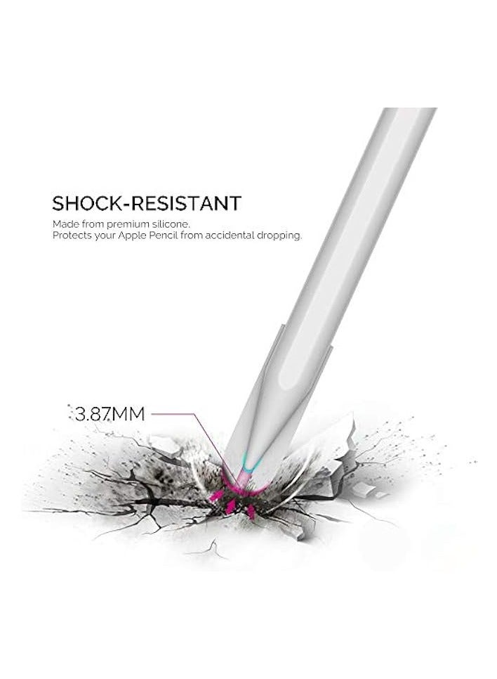 PROMASS 3 Packs Nib Cap Full Cover Silicone Tips Protector Compatible with Apple Pencil 2nd Generation (2018) (White) - Image 3