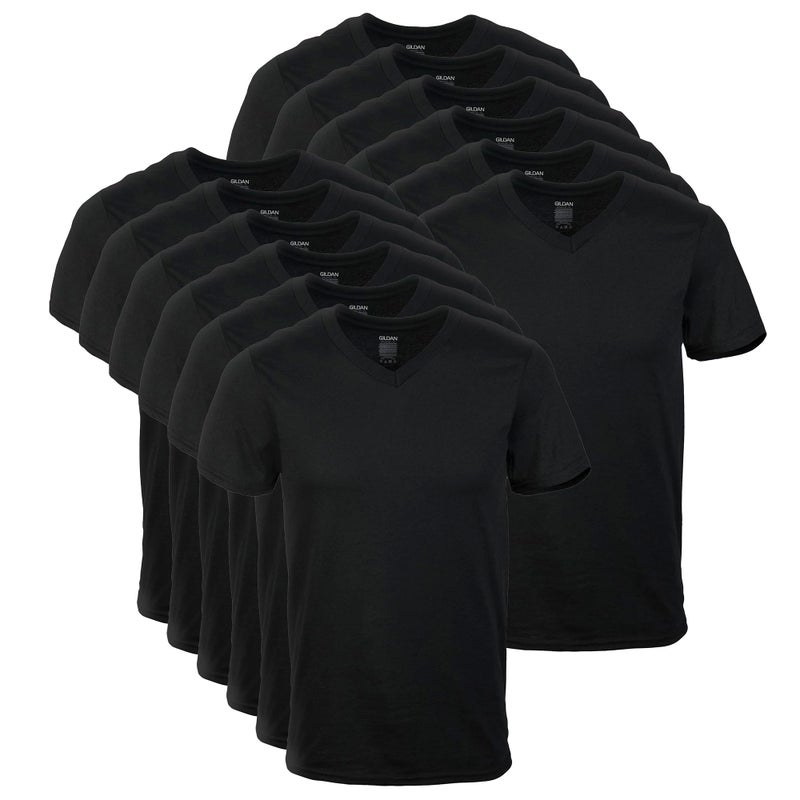 Gildan Mens VNeck TShirts Multipack Style G1103 Black 12Pack Small - Image 2
