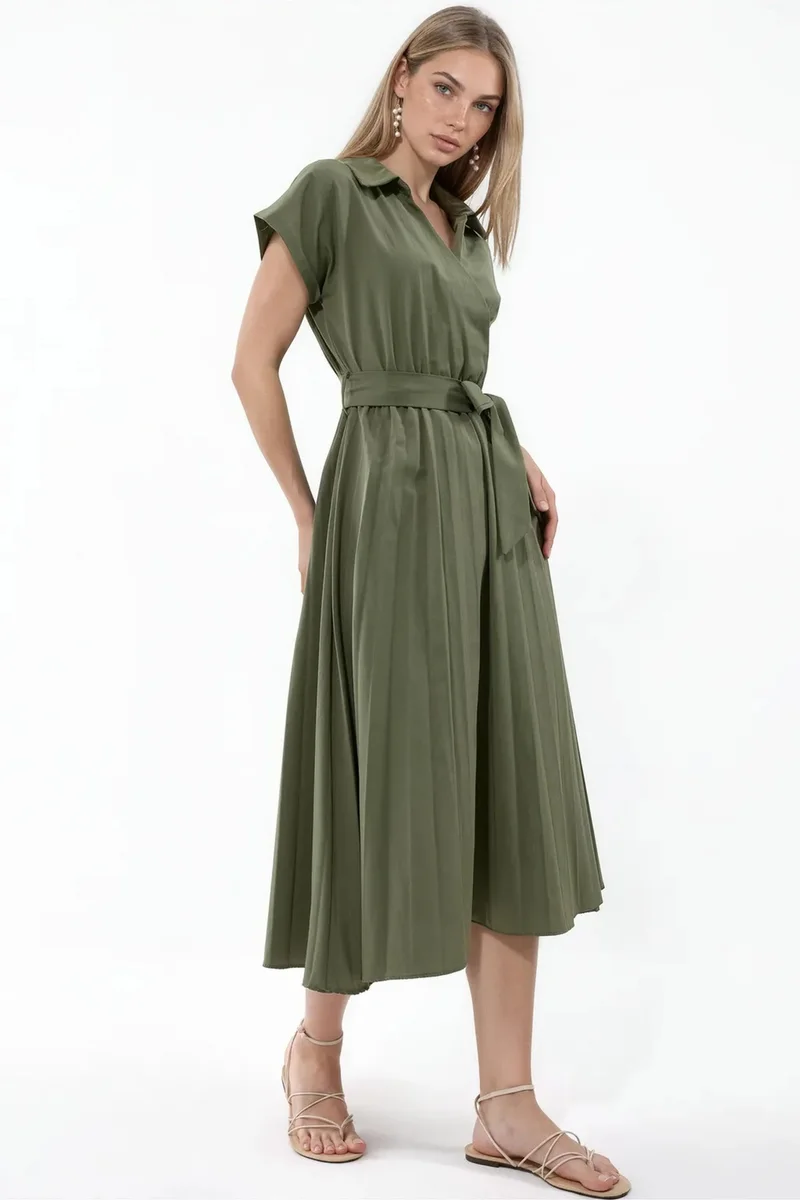 بوسيم BUSEM Belted Wrap Midi Dress