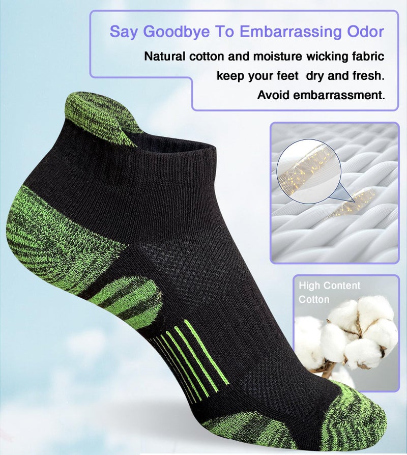 Heyoboy Womens Athletic Running Cotton Socks, Thick Cushioned Anti-blister Wicking Ankle Socks 5 Pairs - Image 5