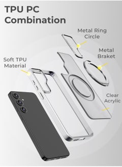 glassology Samsung Galaxy S25 Ultra Magnetic Protective Slim Case, 360° Ring Stand, MIL-Grade Protection, Anti Yellowing, iCrystal Tech, Transparent.  - Image 5