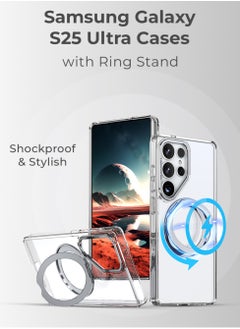 glassology Samsung Galaxy S25 Ultra Magnetic Protective Slim Case, 360° Ring Stand, MIL-Grade Protection, Anti Yellowing, iCrystal Tech, Transparent.  - Image 2