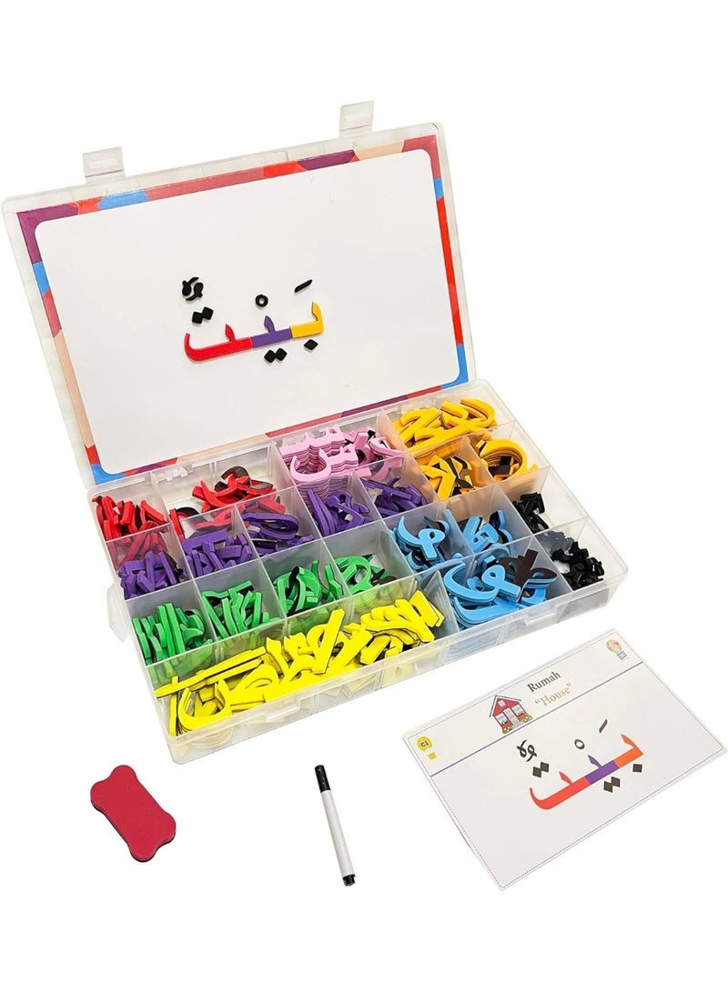 unikbebe 378 PCS Magnetic Arabic Letters Set with Whiteboard & Flash Cards, Montessori Arabic Learning Toys, STEM Spelling Board, Magnetic Tiles for Preschool Kids, Early Development Educational Toy - Image 1
