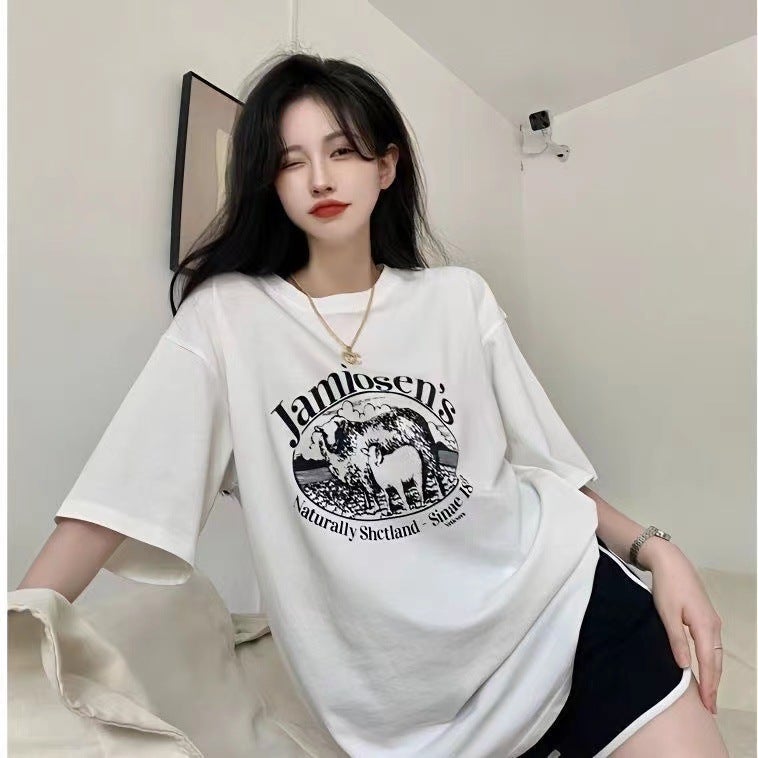 Women's cotton short sleeve summer new couple wear loose fashion all-match T-shirt round neck casual half sleeve men and women Korean style - Image 5