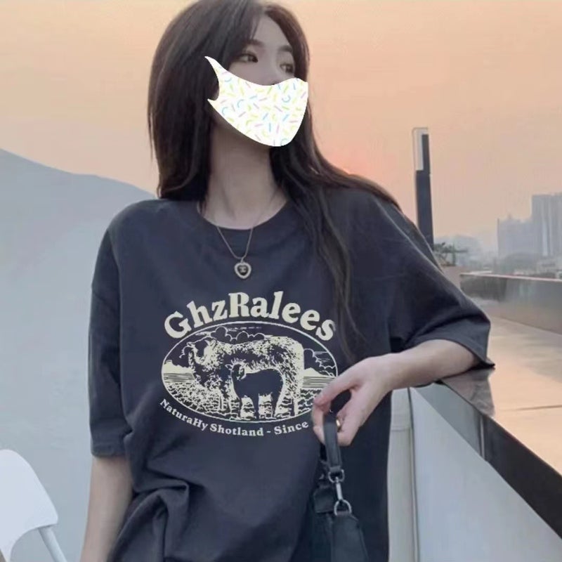 Women's cotton short sleeve summer new couple wear loose fashion all-match T-shirt round neck casual half sleeve men and women Korean style - Image 3