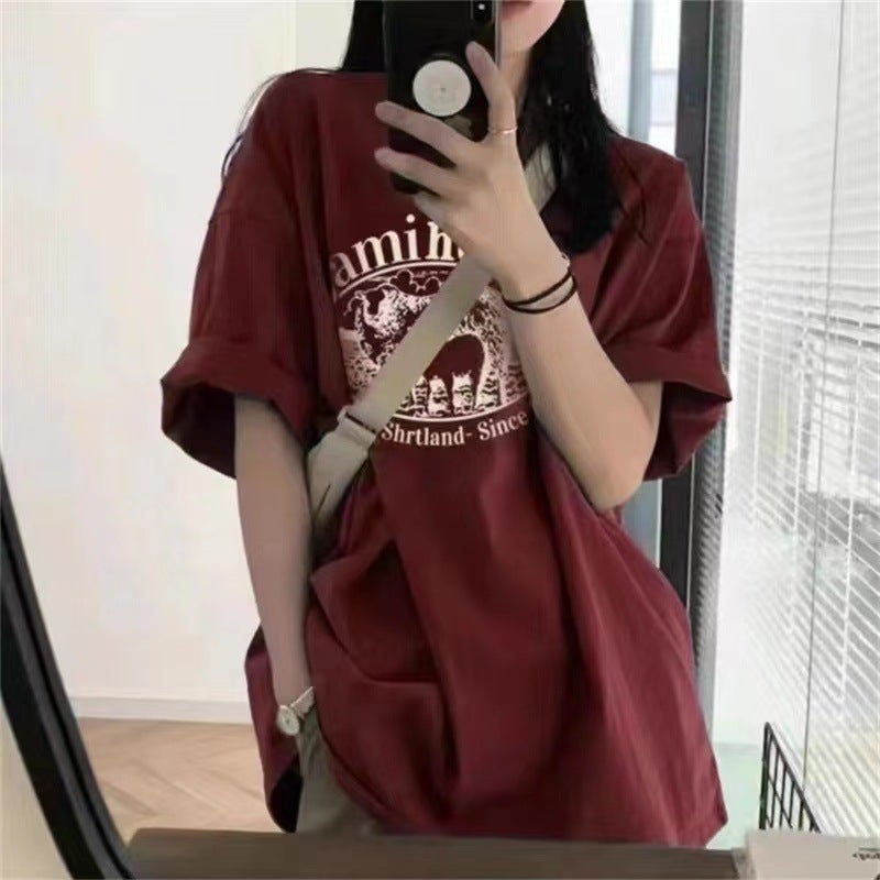 Women's cotton short sleeve summer new couple wear loose fashion all-match T-shirt round neck casual half sleeve men and women Korean style - Image 2