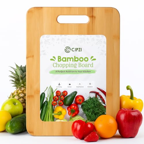 Cipzi Premium Chopping Board for Kitchen Bamboo Wooden Cutting Board for Vegetable, Fruit Chopper Board Safe, Eco-Friendly, Durable (33 x 24cm) - Image 1