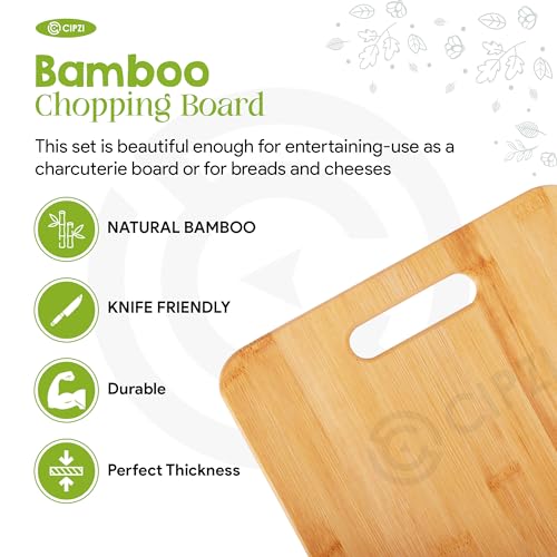 Cipzi Premium Chopping Board for Kitchen Bamboo Wooden Cutting Board for Vegetable, Fruit Chopper Board Safe, Eco-Friendly, Durable (33 x 24cm) - Image 3